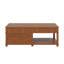 Table basse à plateau relevable avec rangement caché et tablettes ouvertes - Bureau à hauteur réglable pour le salon, brun abricot