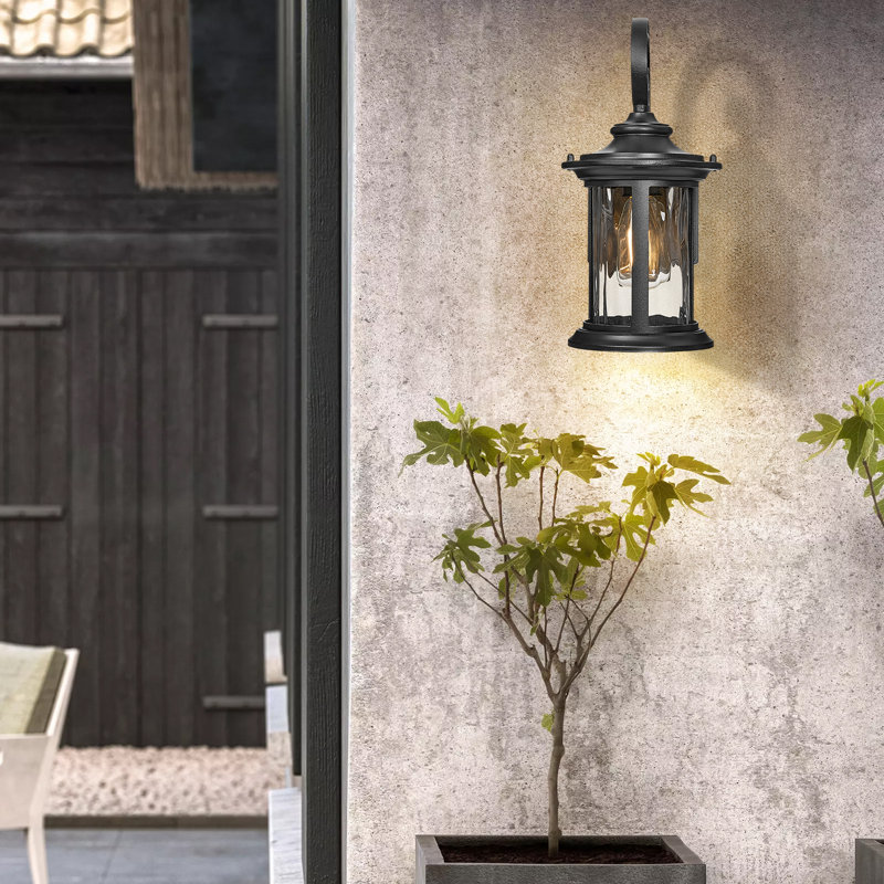 Porch Lights Outdoor, Outdoor Wall Light Fixtures, Waterproof Exterior Lighting Fixtures With Water Ripple Glass Shade