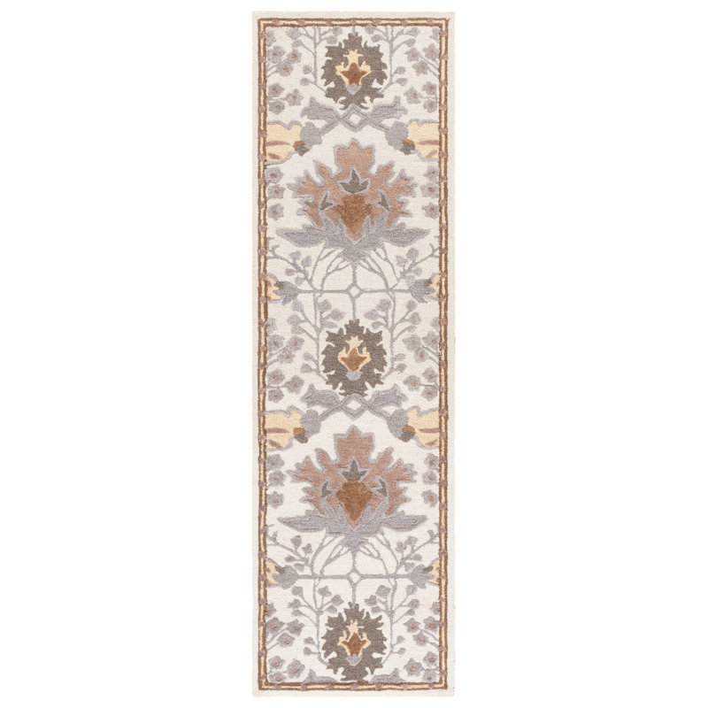 Earthly Treasures Hand Tufted Wool;Cotton;Viscose Floral Indoor Rug, Runner 2'3" x 8'