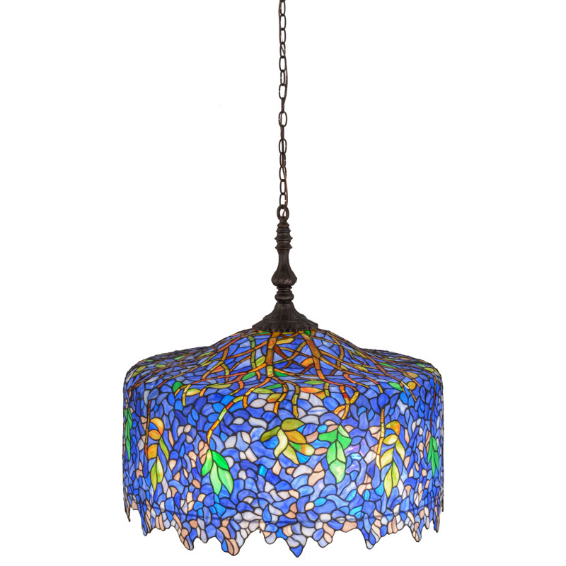 Lustre cylindrique unique à 5 lumières Tiffany Wisteria