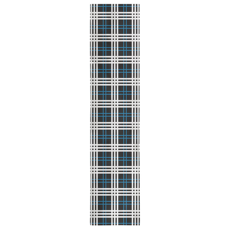 Paid Polyester Table Runner, 72" L x 16" W, Black/Honolulu Blue/White