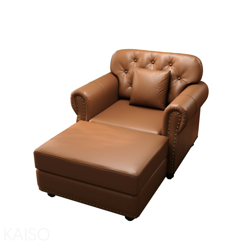 Canapé Chesterfield de 41,3 po en velours avec garniture cloutée et accoudoirs roulés, canapé de style Mid-Century moderne capitonné avec boutons, brun