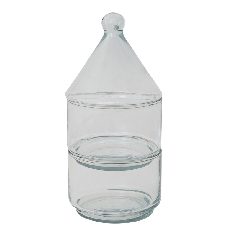 Hand-Blown Glass Stackable Jars With Lids