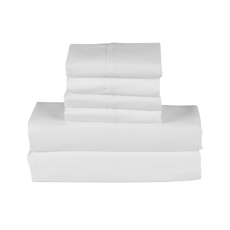Rayon From Bamboo 6 Piece 1800 Thread Count Smart Pocket Sheet Set, Queen Sheet Set with 5 Additional Pieces, White