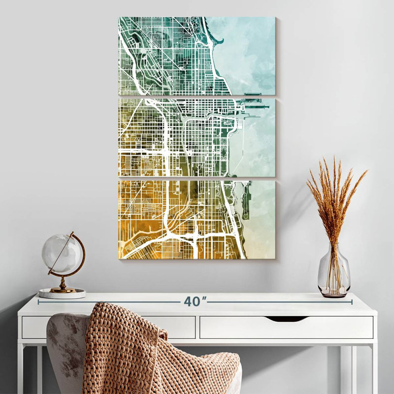 Carte de la ville de Chicago, Aliaz, H 32 po x l 20 po