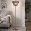 Lampe sur pied avec abat-jour en cristal gris fumé à 3 niveaux, métal chromé 61 pouces