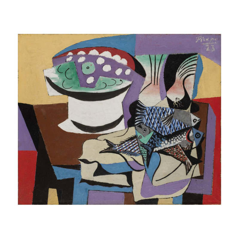 «Still Life with Fish» par Pablo Picasso - Estampe numérique, H 22 po x l 28 po