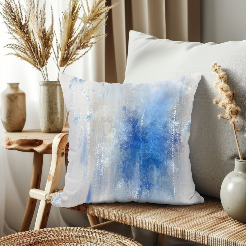 Housse de coussin, Bleu / gris abstrait, H 21,5 po x l 21,5 po