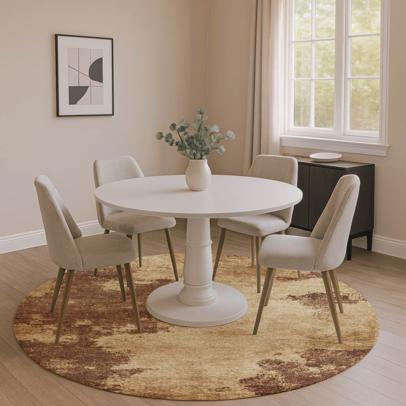 Premium Machine Washable Mayfield AMF1913 Abstract Rug, Round 8'
