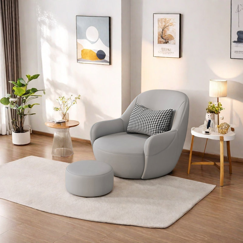 Fauteuil en cuir Tech, Similicuir gris pâle