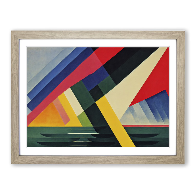 Illuminated Modern Abstract - Single Picture Frame Print, 25cm H x 34cm W, Grey