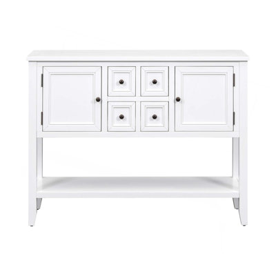 Ample Storage Vintage Console Table With Four Small Drawers And Bottom Shelf For Living Rooms,Entrances And Kitchens