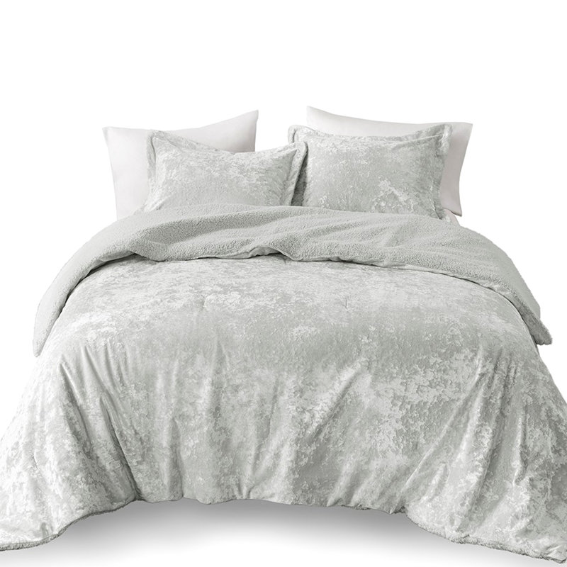 Doux très grand / très grand lit - velours gris écrasé, édredon intérieur lavable à la machine