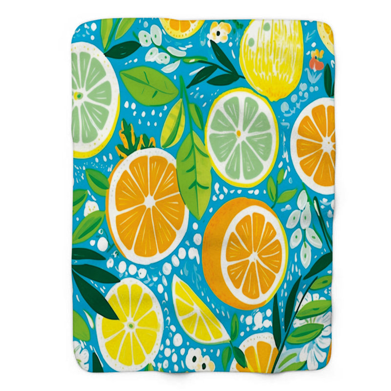 Couverture en sherpa de qualité supérieure Citrus Burst, L 80 po x l 60 po