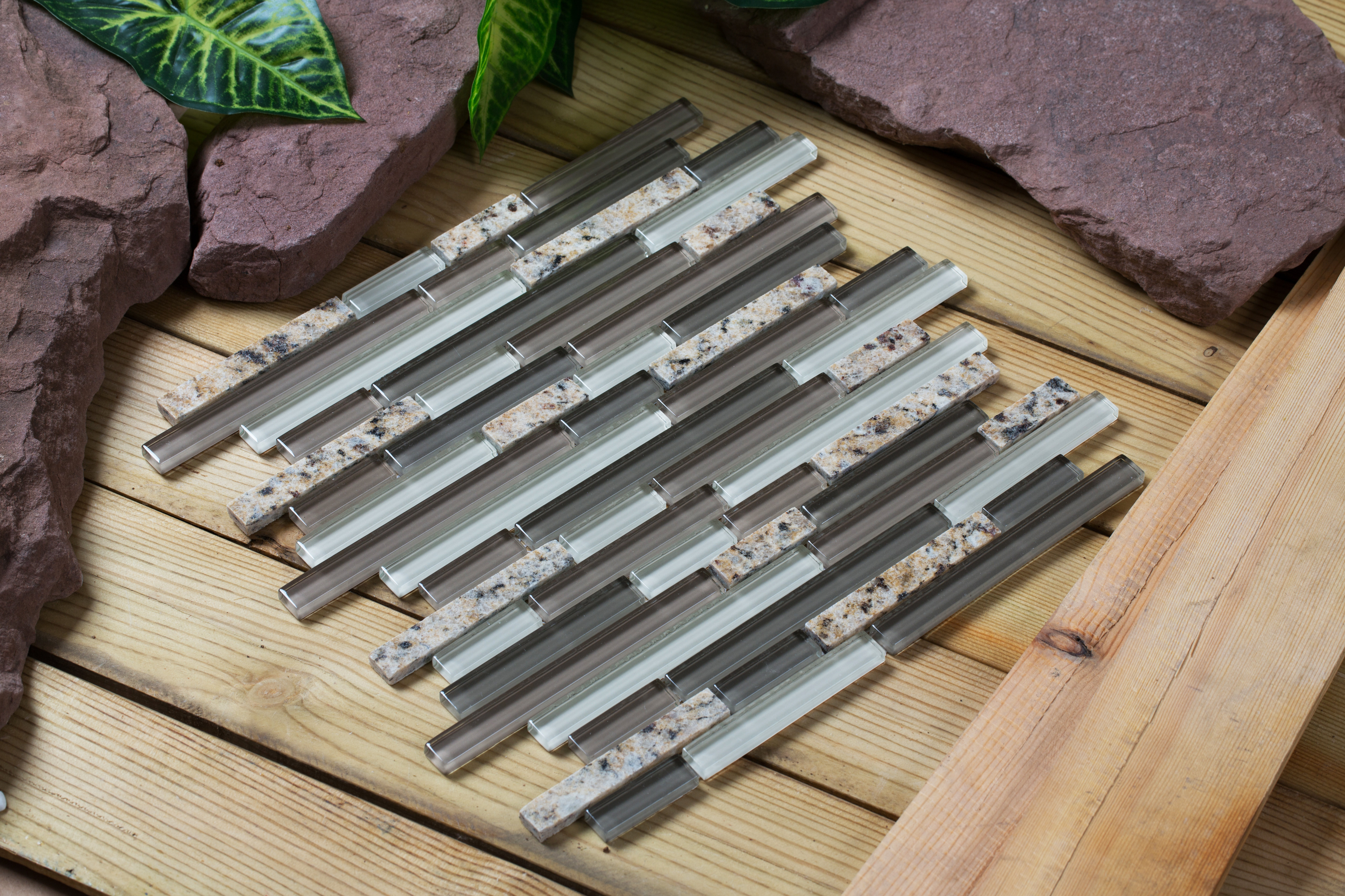 Mirrella Joni Natural Stone/Glass Linear Mosaic Wall Tile | Wayfair