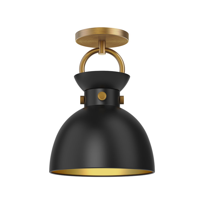 Tinka Semi Flush Mount, Aged Gold/Matte Black