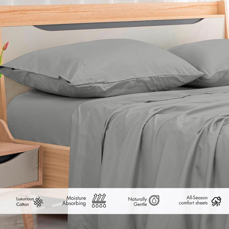 Royale Linens 300 Thread Count 100% Long Staple Combed Cotton Flat Sheet - Super Soft - Top Sheets - Flat Sheet Sold Separately - Breathable, Cool & Crisp Percale Sheets Only