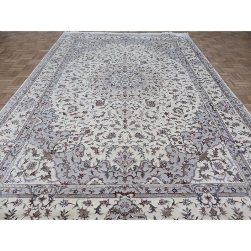 Tapis de zone en laine 6 pi 8 po x 10 pi 1 po one-of-kind-noué la ivoire Beane