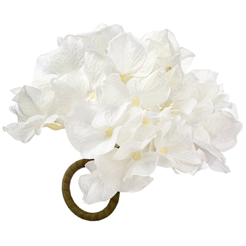  7"D Hydrangea Napkin Ring  Wh