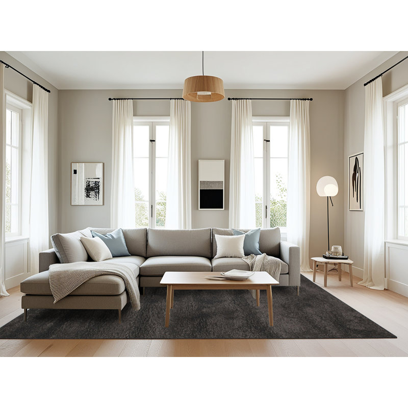 Tapis contemporain noir, Rectangle 8 pi x 10 pi