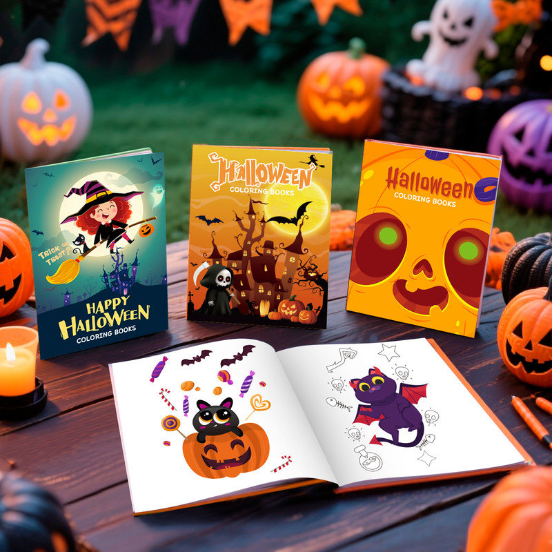 Halloween Party Supplies, 24 Pcs Halloween Painting Book & 12 Pcs Halloween Party Color Pencils