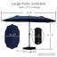 Parasol rectangulaire double face de 15 pi avec lumières solaires Kozyard, parasol de marché extérieur avec manivelle, base incluse, résistant aux rayons UV pour la piscine, la cour et le jardin Bleu marine-101140071