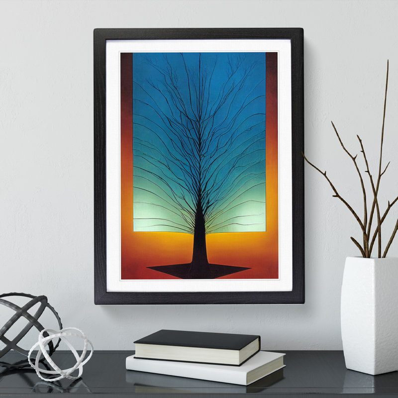 Abstract Tree No.2 - Single Picture Frame Print, 64cm H x 46cm W x 2cm D, Black Framed