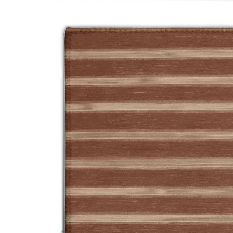HorizontalStripes Brown Indoor and Outdoor Area Rug, Rectangle 8' x 10'