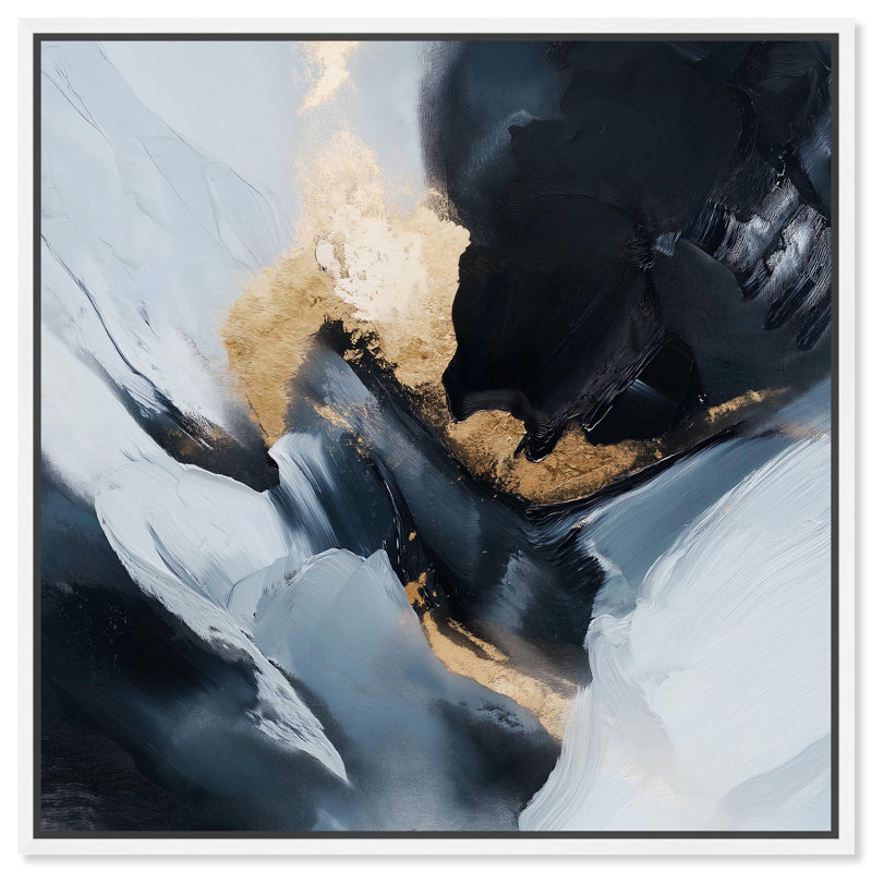 Art Remedy, toile abstraite grise abstraite, Interlude I, H 13 po x l 13 po, Cadre flottant blanc