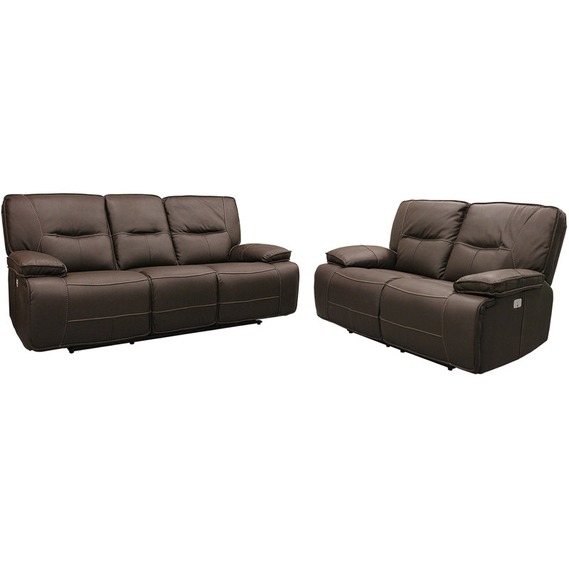 Causeuse et fauteuil inclinable électrique Pomona, Chocolat, 2 Pieces: Sofa, Loveseat