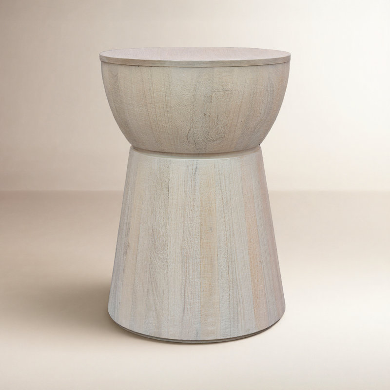 Table de bout ronde Simba, Blanc délavé