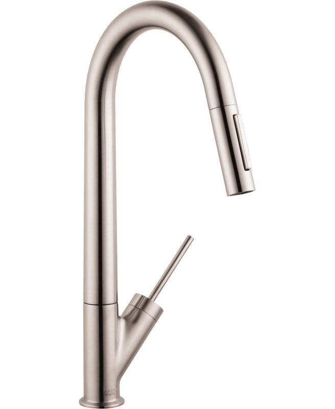 AXOR Starck Pull Down Single Handle Kitchen Faucet, Steel Optik