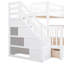 Lit superposé au dessus d'un lit double en L, blanc - 3 tiroirs, bureau et garde-robe pour chambre à coucher-1003021482