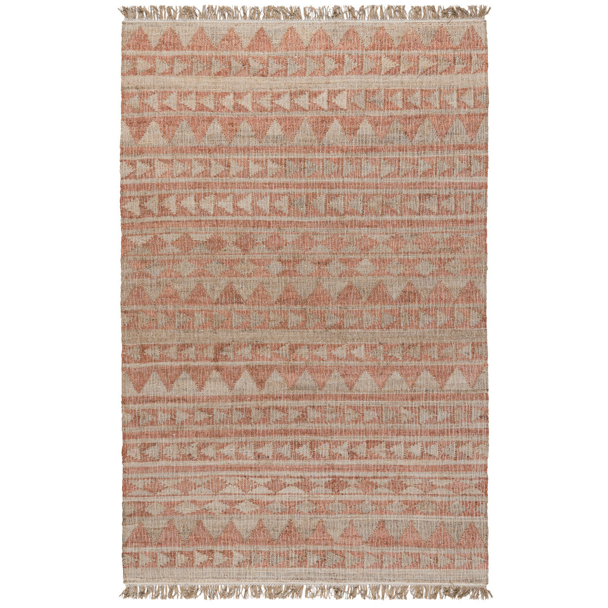 Walter Terracotta Natural Hand-Woven Geometric Rug, Runner 2'6" x 8'
