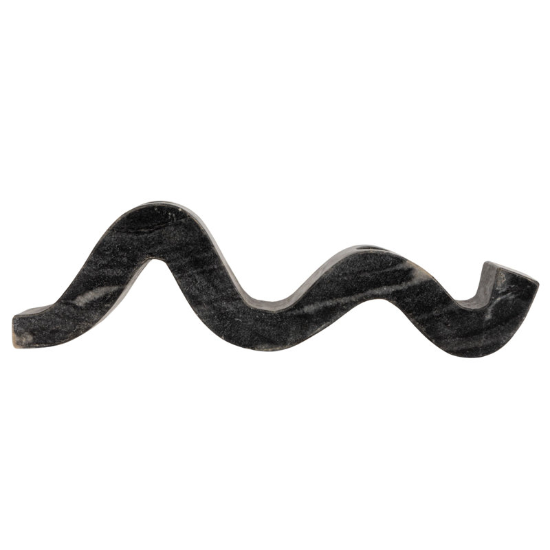 Marble Wave Double Taper Candle Holder, Black