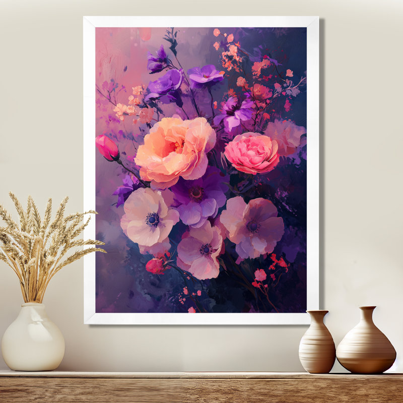 Sherita - Floral Wall Art Prints, H 20 po x l 12 po, Reproduction encadrée sans passe-partout, Blanc