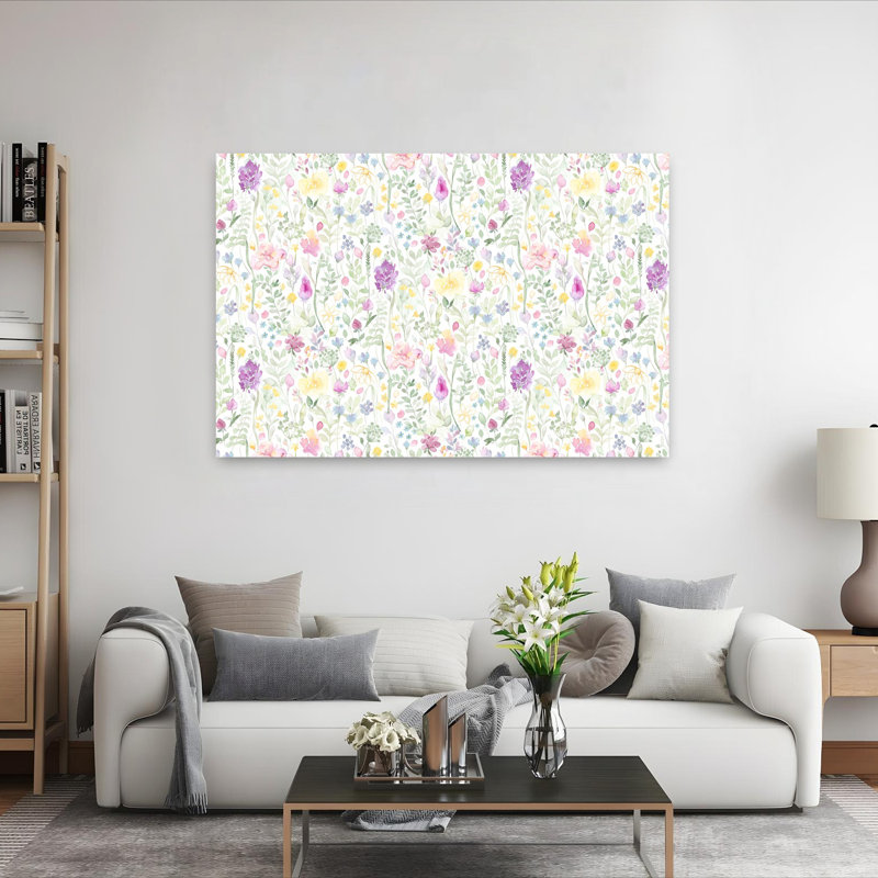 Art contemporain contemporain délicat, nature abstraite, été, H 40 po x l 60 po