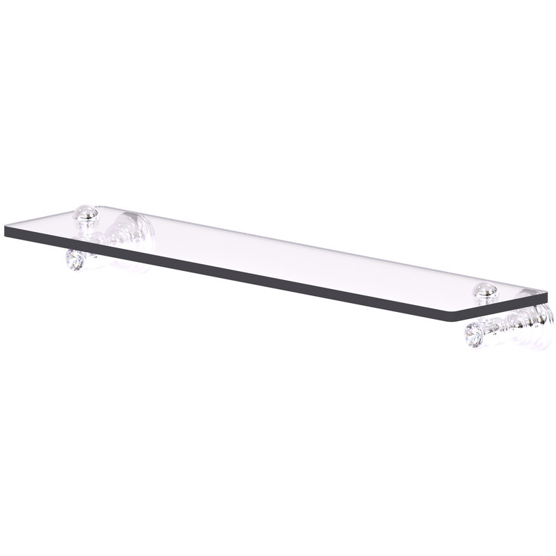 Hertz Glass Bracket Shelf, Polished Chrome, 2.4" H x 22" W x 5.54" D