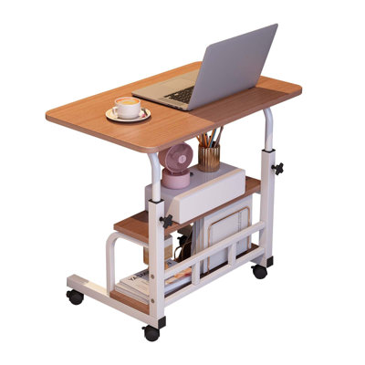 Adjustable Height Mobile Standing Desk – Compact Portable Laptop Table with Storage Shelves – Rolling Computer Desk for Home Office, Study, School – Ergonomic, with Wheels