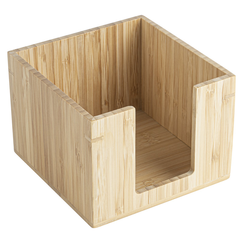  Porte-serviettes en bambou - 1 boîte - 5,5 x 5,5 x 4 pouces - Organisateur carré - Plateau à cocktail - Plateau ouvert durable - Naturel
