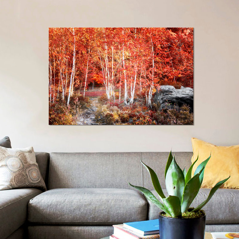 « birches jardin », reproduction de photo sur toile, H 8 po x l 12 po x P 0,75 po