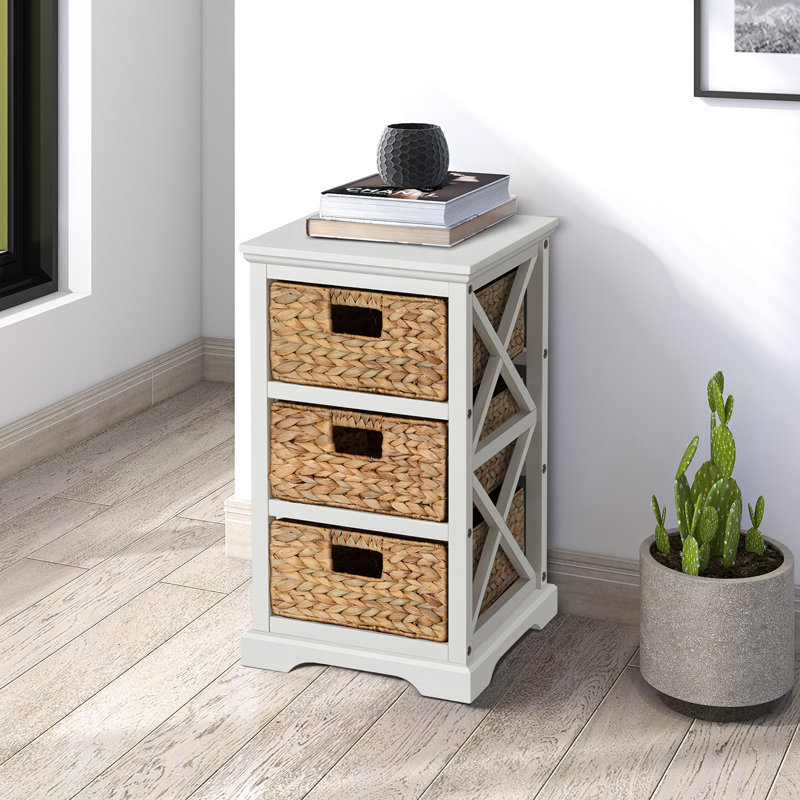 Backman Solid Wood 3 - Drawer End Table, White