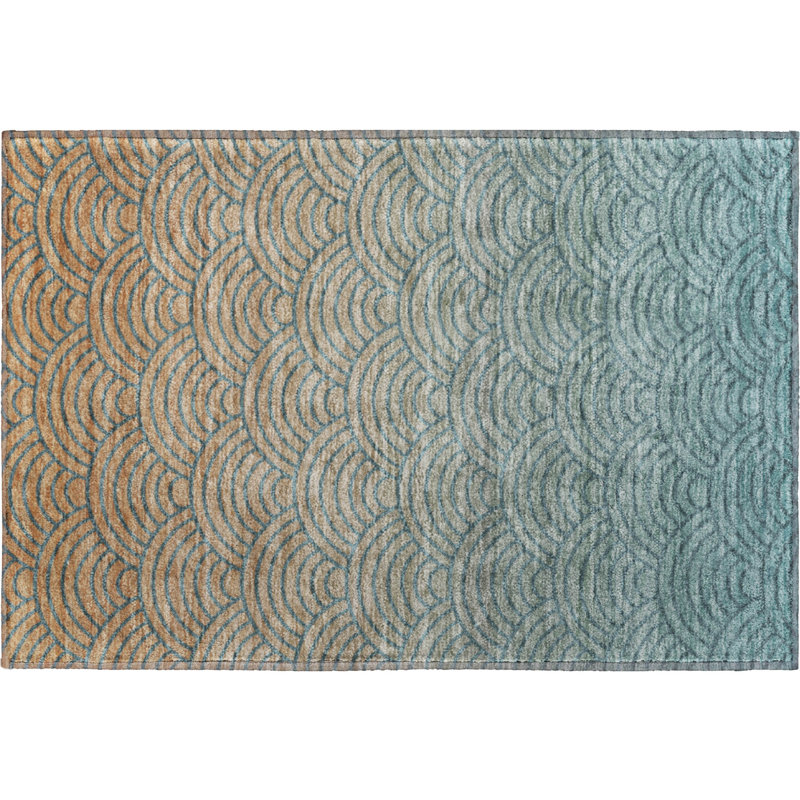 Premium Machine Washable Mayfield AMF2414 Arc Rug, Teal, 2'6" x 3'10"