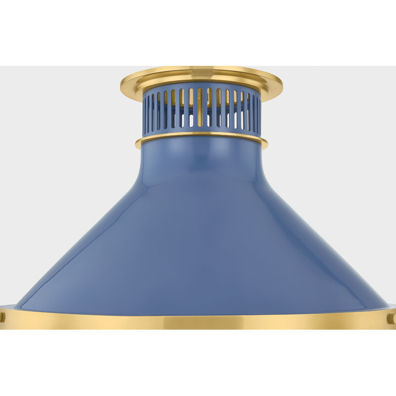 Highclere Flush Mount in Aged Brass by Mark D. Sikes, Blue, 12.25" H x 17.75" W x 17.75" D