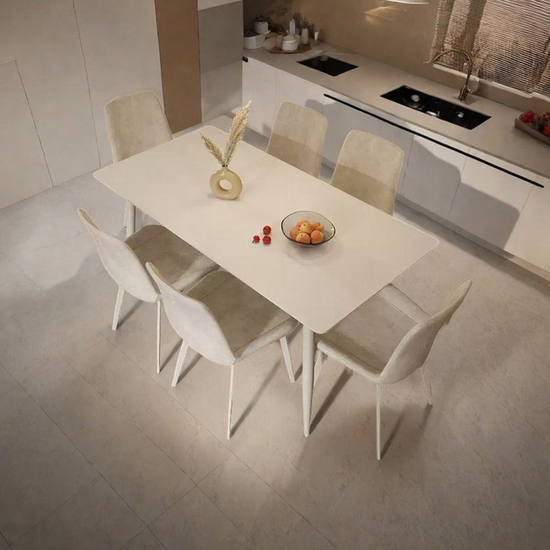 Table de salle à manger rectangulaire Pure White, H 29,52 po x L 70,86 po x l 35,43 po, 7