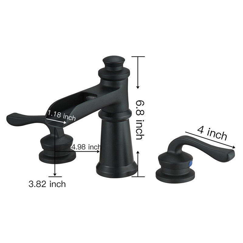 Widespread Single-handle Bathroom Faucet with Drain Assembly, Matte Black