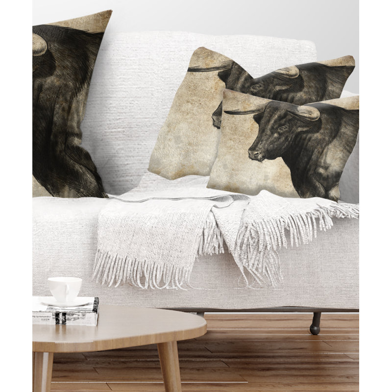 Coussin croquis animal taureau espagnol, Rectangulaire, 12 po x 20 po