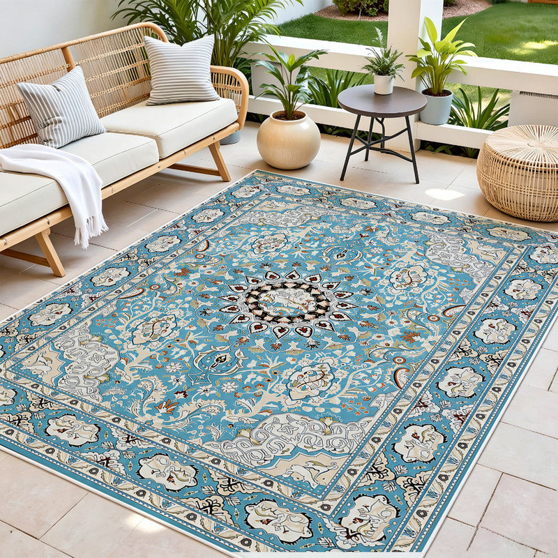  Tapis d'intérieur moderne de 5 x 7 pi avec tapis en caoutchouc antidérapant pour sous la table de salle à manger
