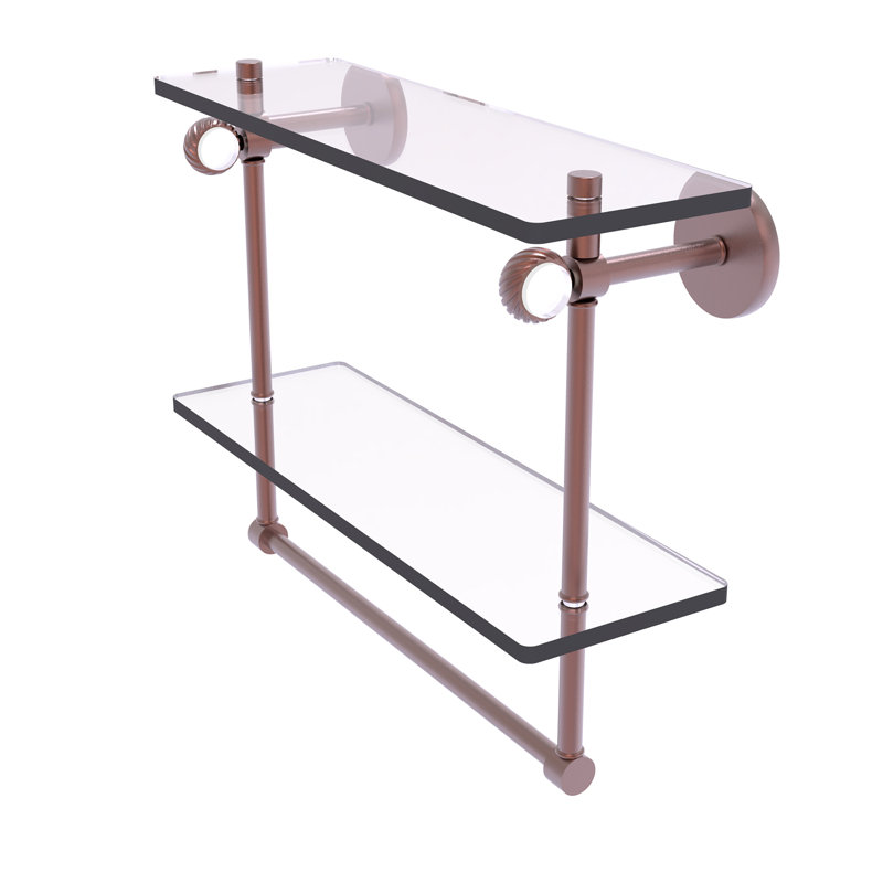 Tablette à 2 niveaux en verre Margolis, H 12,8 po x l 16 po x p 5,6 po, Cuivre antique