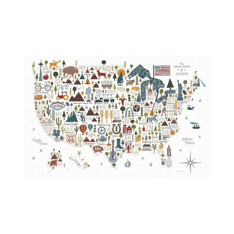 Impression sur toile tendue illustrée «USA Warm», H 18 po x l 26 po x P 1,5 po